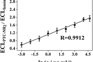 基于碳納米角及TiO<sub>2</sub>介晶納米材料的比率型電化學發光免疫傳感器的制備方法