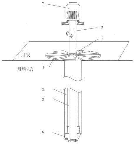 月基取芯探礦原位隨鉆實時發電裝置
